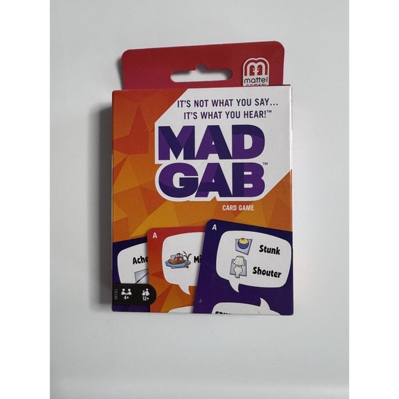 Mattel Mad Gab Family Fun Card Vocal Puzzle Solving Game, Travel Friendly, NEW - Picture 1 of 2